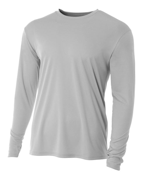 A4 Youth Cooling Performance Long Sleeve Crew (N3165), Color 'Silver'